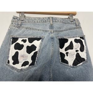 NWOT cow print hand painted jeans size 26.5